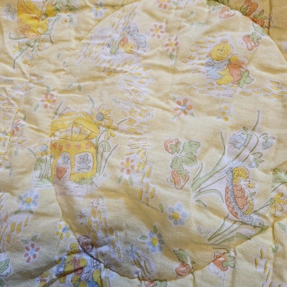 Vtg Riegal Baby Blanket Floral Teddy Bear Strawberry Print Quilt Sleep Sack - Picture 8 of 12